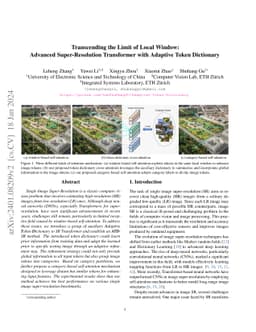 Transcending the Limit of Local Window: Advanced Super-Resolution
  Transformer with Adaptive Token Dictionary