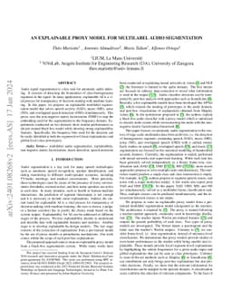 An Explainable Proxy Model for Multiabel Audio Segmentation