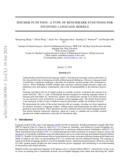 Anchor function: a type of benchmark functions for studying language
  models