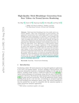 High-Quality Mesh Blendshape Generation from Face Videos via Neural
  Inverse Rendering