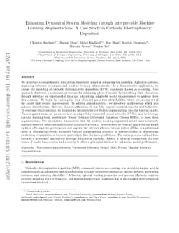 Enhancing Dynamical System Modeling through Interpretable Machine
  Learning Augmentations: A Case Study in Cathodic Electrophoretic Deposition