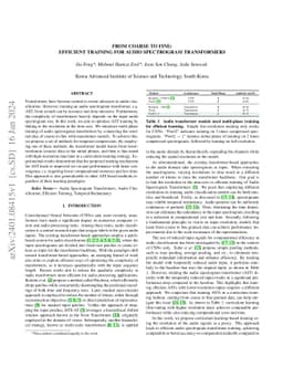 From Coarse to Fine: Efficient Training for Audio Spectrogram
  Transformers