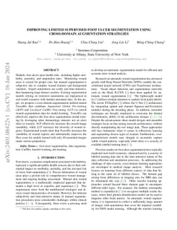 Improving Limited Supervised Foot Ulcer Segmentation Using Cross-Domain
  Augmentation
