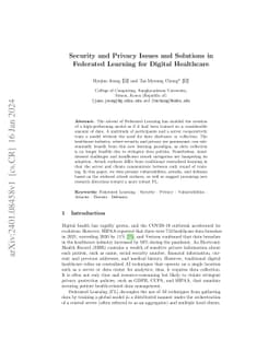 Security and Privacy Issues and Solutions in Federated Learning for
  Digital Healthcare
