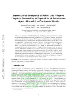 Decentralised Emergence of Robust and Adaptive Linguistic Conventions in
  Populations of Autonomous Agents Grounded in Continuous Worlds