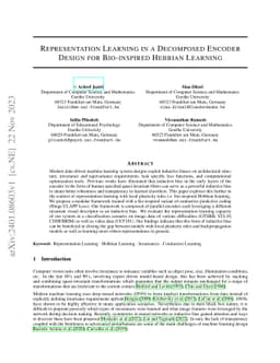 Representation Learning in a Decomposed Encoder Design for Bio-inspired Hebbian Learning
