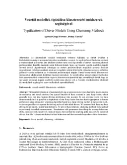 Typification of Driver Models Using Clustering Methods