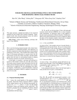 Sub-band and Full-band Interactive U-Net with DPRNN for Demixing
  Cross-talk Stereo Music