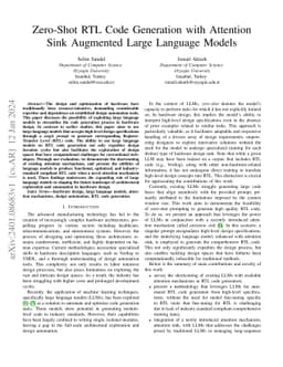 Zero-Shot RTL Code Generation with Attention Sink Augmented Large
  Language Models