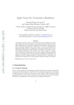 Apple Vision Pro: Comments in Healthcare