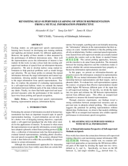 Revisiting Self-supervised Learning of Speech Representation from a
  Mutual Information Perspective