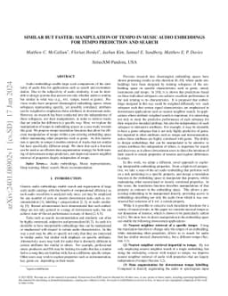 Similar but Faster: Manipulation of Tempo in Music Audio Embeddings for
  Tempo Prediction and Search