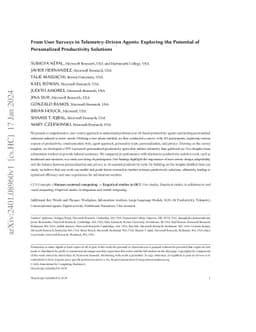 From User Surveys to Telemetry-Driven Agents: Exploring the Potential of
  Personalized Productivity Solutions