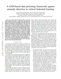 A GAN-based data poisoning framework against anomaly detection in
  vertical federated learning