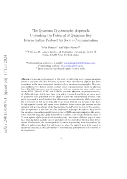 The Quantum Cryptography Approach: Unleashing the Potential of Quantum
  Key Reconciliation Protocol for Secure Communication