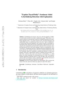 Explain Thyself Bully: Sentiment Aided Cyberbullying Detection with
  Explanation
