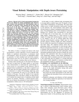 Visual Robotic Manipulation with Depth-Aware Pretraining
