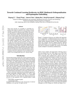 Towards Continual Learning Desiderata via HSIC-Bottleneck
  Orthogonalization and Equiangular Embedding
