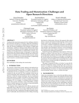 Data Trading and Monetization: Challenges and Open Research Directions