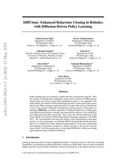 DiffClone: Enhanced Behaviour Cloning in Robotics with Diffusion-Driven
  Policy Learning