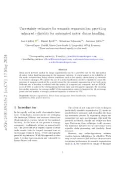 Uncertainty estimates for semantic segmentation: providing enhanced
  reliability for automated motor claims handling
