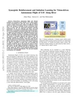 Synergistic Reinforcement and Imitation Learning for Vision-driven
  Autonomous Flight of UAV Along River