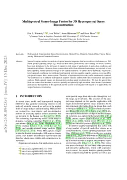 Multispectral Stereo-Image Fusion for 3D Hyperspectral Scene
  Reconstruction