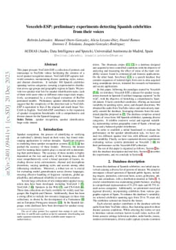 Voxceleb-ESP: preliminary experiments detecting Spanish celebrities from
  their voices