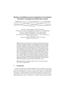 Business and ethical concerns in domestic Conversational Generative
  AI-empowered multi-robot systems