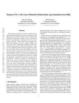 Triamese-ViT: A 3D-Aware Method for Robust Brain Age Estimation from
  MRIs