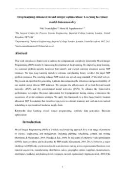Deep learning enhanced mixed integer optimization: Learning to reduce
  model dimensionality
