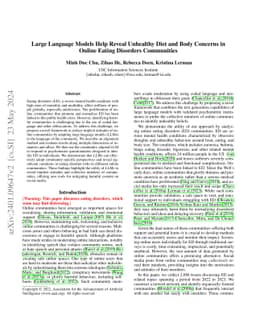 Large Language Models Help Reveal Unhealthy Diet and Body Concerns in
  Online Eating Disorders Communities