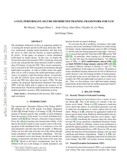 A Fast, Performant, Secure Distributed Training Framework For Large
  Language Model