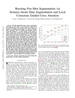 Boosting Few-Shot Segmentation via Instance-Aware Data Augmentation and
  Local Consensus Guided Cross Attention