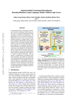 Sketch-Guided Constrained Decoding for Boosting Blackbox Large Language
  Models without Logit Access