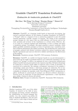 Gradable ChatGPT Translation Evaluation