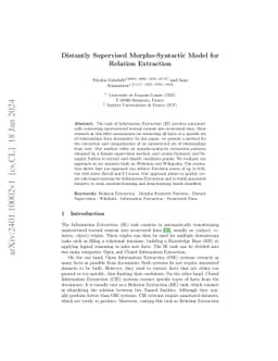 Distantly Supervised Morpho-Syntactic Model for Relation Extraction