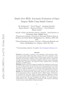 Depth Over RGB: Automatic Evaluation of Open Surgery Skills Using Depth
  Camera