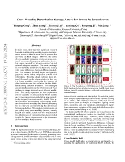Cross-Modality Perturbation Synergy Attack for Person Re-identification