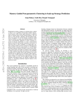 Mastery Guided Non-parametric Clustering to Scale-up Strategy Prediction