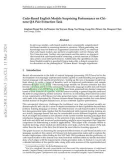 Code-Based English Models Surprising Performance on Chinese QA Pair
  Extraction Task