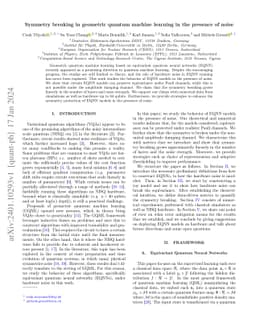 Symmetry breaking in geometric quantum machine learning in the presence
  of noise