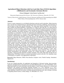 Agricultural Object Detection with You Look Only Once (YOLO) Algorithm:
  A Bibliometric and Systematic Literature Review