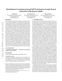 Distribution Consistency based Self-Training for Graph Neural Networks
  with Sparse Labels