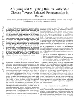 Analyzing and Mitigating Bias for Vulnerable Classes: Towards Balanced
  Representation in Dataset