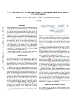 Ultra-lightweight Neural Differential DSP Vocoder For High Quality
  Speech Synthesis