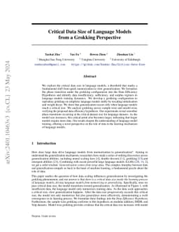 Critical Data Size of Language Models from a Grokking Perspective