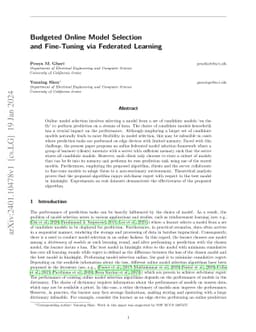 Budgeted Online Model Selection and Fine-Tuning via Federated Learning