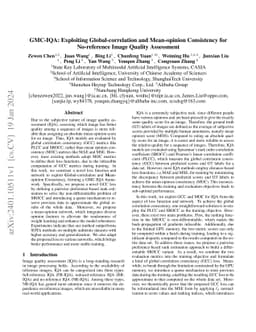 GMC-IQA: Exploiting Global-correlation and Mean-opinion Consistency for
  No-reference Image Quality Assessment
