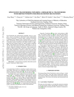 Speech Swin-Transformer: Exploring a Hierarchical Transformer with
  Shifted Windows for Speech Emotion Recognition